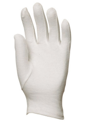 Fehér, varrott pamut boy-kesztyű, kézháton csuklógumival 9-es méretben (4149)