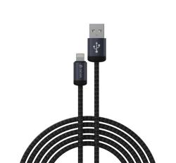 Devia GRACIOUS adatkábel (USB - lightning, 12W, gyorstöltő, 100cm, cipőfűző) FEKETE