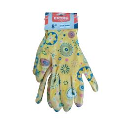 Extol kerti kesztyű, virágmintás, nylon, méret:  8` nitrilbe mártott teny. és ujjhegy., gumírozott m