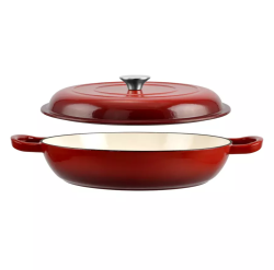 Perfect Home zománcozott öntöttvas szeletsütő lábas fedővel 27cm, piros (10133)