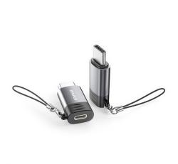 Awei A12 adapter (lightning aljzat - Type-C, adatátvitel és töltés, OTG) VILÁGOSSZÜRKE