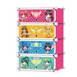 Variálható elemes bútorcsalád, 4 ajtós cipős szekrény, pink (BLLV14T PINK)