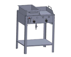 Kétégős álló kombi készülék lángos-, és lapsütővel,olajleeresztővel földgáz üzemű (BGS-2.1 LOLS)