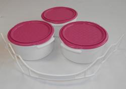 Kétszemélyes műanyag ételhordó 3 részes 1,5 l pink (51)