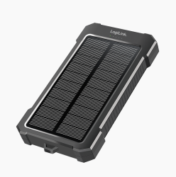 Logilink PA0390 napelemes Power bank 10 000 mAh, 20 W, 2x USB-A, 1x USB-C, LED fény, fekete/narancss