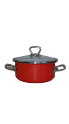 Bonyhádi Elit piros lábas üvegfedővel fémfüllel 24 cm 3,75 liter