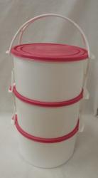 Családi műanyag ételhordó 3 részes 2 l, pink (80)