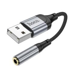HOCO adapter AUX USB-A (dugasz) Jackhez 3,5 mm (aljzat) LS36 0,12 m fekete