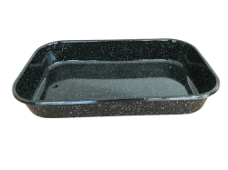 Bonyhádi zománcozott fekete tésztasütő tepsi 38 cm fül nélkül