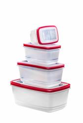 Magas műanyagdoboz szett, téglalap alapú 4 db piros (1597)