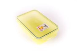 Csatos, szögletes műanyag ételdoboz 0,75 l sárga (577)