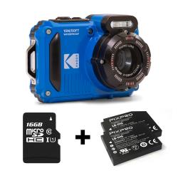 Kodak Pixpro WPZ2 vízálló, porálló, ütésálló digitális fényképezőgép, kék, 2db akku, 16gb micro sd (