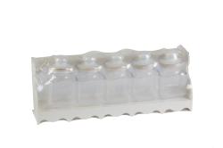 Szögletes műanyag fűszertartó  5 db/2 dl,  polccal (475/P5)