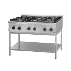 6 égős ipari gáztűzhely nyitott tárolórésszel - GT6.712SE