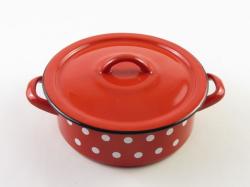 Bonyhádi pöttyös zománcozott lábas + fedő 18 cm