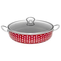 Perfect Home piros pöttyös zománcozott szeletsütő lábas 28 cm+üvegfedő (28161)