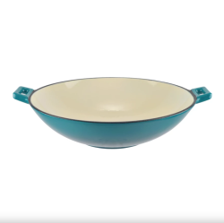 Perfect Home zománcozott öntöttvas wok 37cm, türkizkék (17819)