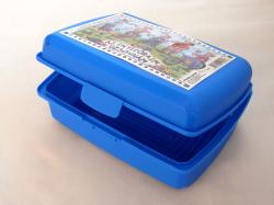 Uzsonnás műanyagdoboz matricával kék (517/1)