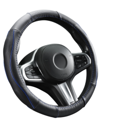 Valódi bőr kormányvédő DW-5056BL 36-38cm, kék betétes (1976)