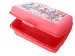 Uzsonnás műanyagdoboz matricával rózsaszín (517/1)