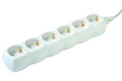 Hálózati 6-os elosztó, 5m, 3x1,5mm2, fehér (NV 6-5/WH/1,5)