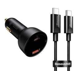 Baseus SUPERME autós töltő USB+Type-C aljzat (100W, PD gyorstöltő 3.0, LED kijelző + Type-C kábel) F
