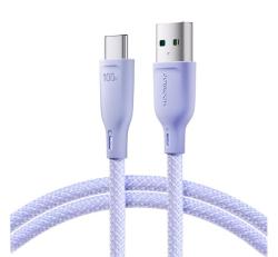 JOYROOM adatkábel (USB - Type-C, 100W, gyorstöltő, cipőfüző, 100cm) LILA