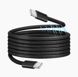 Logilink USB 2.0 Type-C kábel, C/M - C/M, mágneses, 100W, nejlon, fekete, 1 m