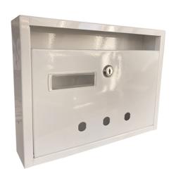 Postaláda fekvő lépcsőházi lenyíló 31 x 23 cm, fehér, névtartóval (3490141)