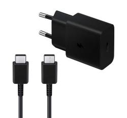 Samsung hálózati gyorstöltő (G132688) Type-C aljzat (15W,  + Type-C kábel) FEKETE