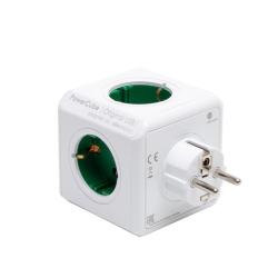 PowerCube elosztó, zöld-fehér 2 USB aljzattal (1202GN/DEOUPC)