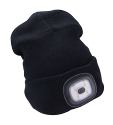 Extol Light sapka, fekete kötött, kivehető LED homloklámpával (43199)