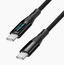 Logilink CU0446 USB 2.0 Type-C kábel, C/M - C/M, 480 Mbit/s, 240W, kijelző, nejlon, fekete, 1 m