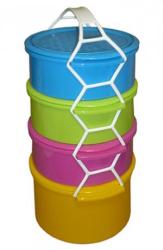 Műanyag Ételhordó 4 részes, színes (52SL)