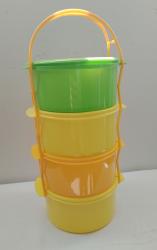 Ételhordó műanyag 4 részes, színes 4x1L (83/S)