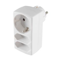 Home elosztó, 2 euro aljzat + 1 földelt (NV 131/WH)