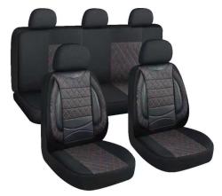 Univerzális műbőr üléshuzat szett 11 részes piros-fekete (203-2BR)