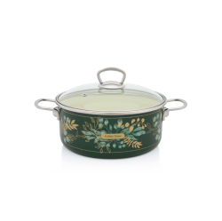 Metalac zománcozott lapos lábas üvegfedővel, 24 cm, 4,75 L (382110)