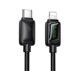 HOCO U146 adatkábel (Type-C - lightning, 30W, PD gyorstöltő, LED kijelző, 120cm) FEKETE