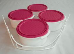 Kétszemélyes műanyag ételhordó 4 részes 1,5 l pink (52)