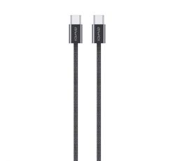 Awei CL-219T adatkábel (Type-C - Type-C, 60W, 100cm, gyorstöltő, cipőfűző) FEKETE