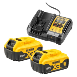 Dewalt 18V akkumulátor készlet, 2db 5Ah töltővel (DCB1104P2-QW)