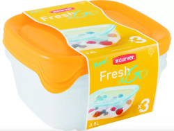 Curver Fresh&Go szögletes ételtároló szett 3x0,8L (182218)
