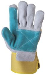 Bőrkesztyű , dupla hasítékbőr tenyérrel,(228) Sárga vászon kézháttal 8-as méretben (228)