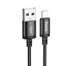 HOCO X89 adatkábel (USB - lightning, 2.4A, gyorstöltő, 200cm, cipőfűző) FEKETE