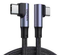 Ugreen US335 adatkábel (Type-C - Type-C, 100W, PD gyorstöltő 3.0, 100cm, 90 fokos, cipőfűző) SÖTÉTSZ