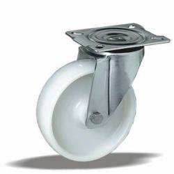 Kerék önbeálló PA inox villás tűgörgős 100mm, fehér (11760)