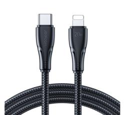 JOYROOM SURPASS adatkábel (Type-C - lightning, 20W, gyorstöltő, törésgátló, 120cm) FEKETE