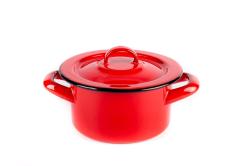 Bonyhádi hagyományos zománcozott fazék + fedő 16 cm