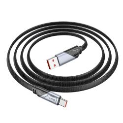 HOCO U119 5A Machine töltő adatkábel USB-A - Type-C lapos fekete 1,2m